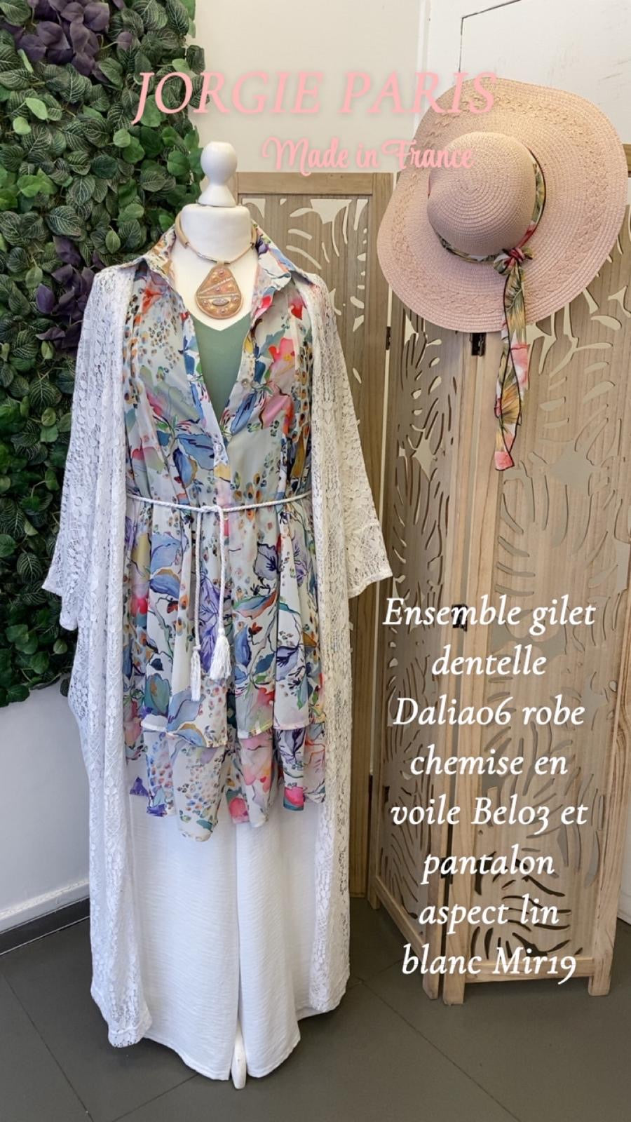 Robe longue grande taille style caftan en dentelle DALI06