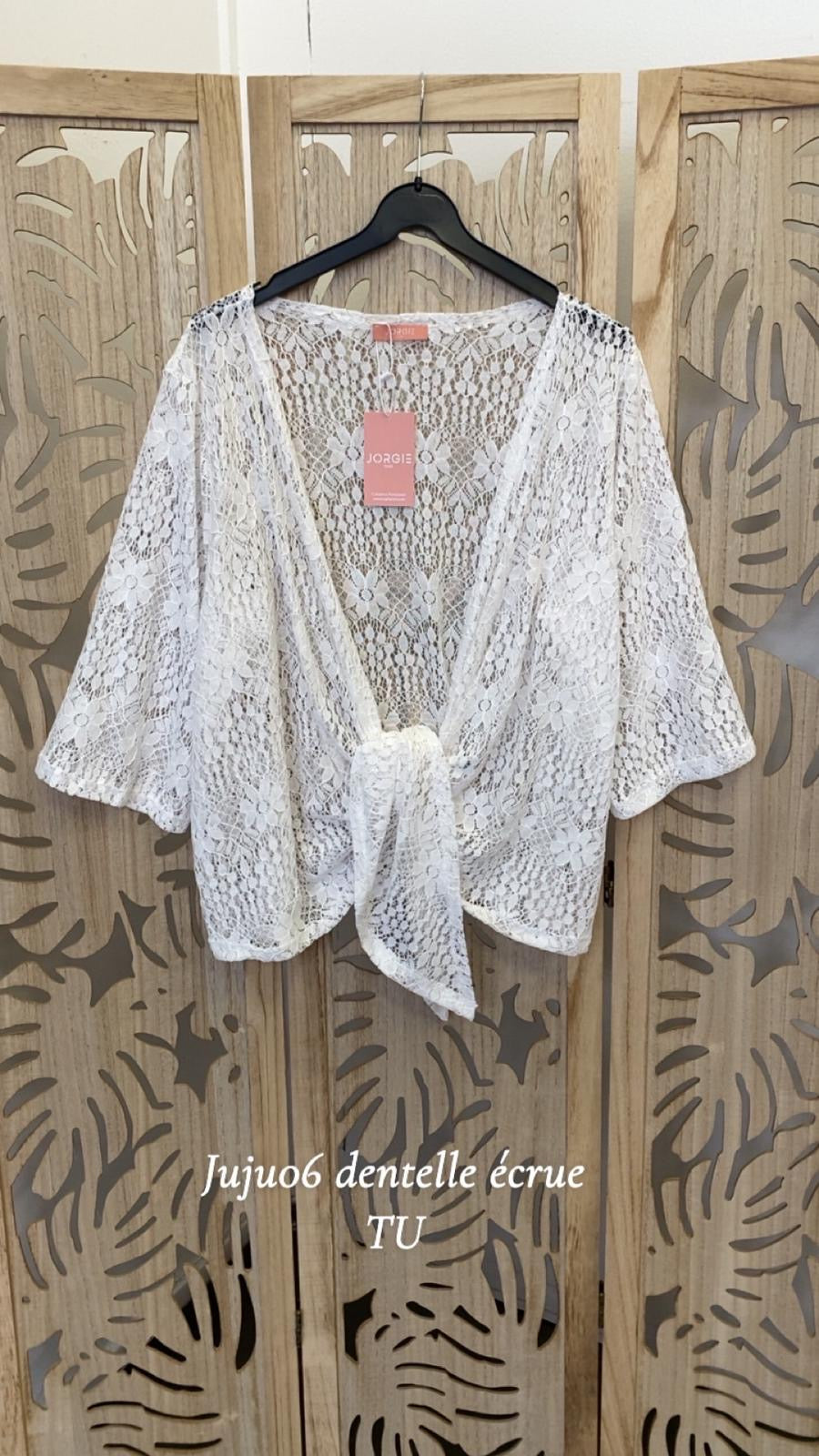 Gilet grande taille en dentelle JUJU06