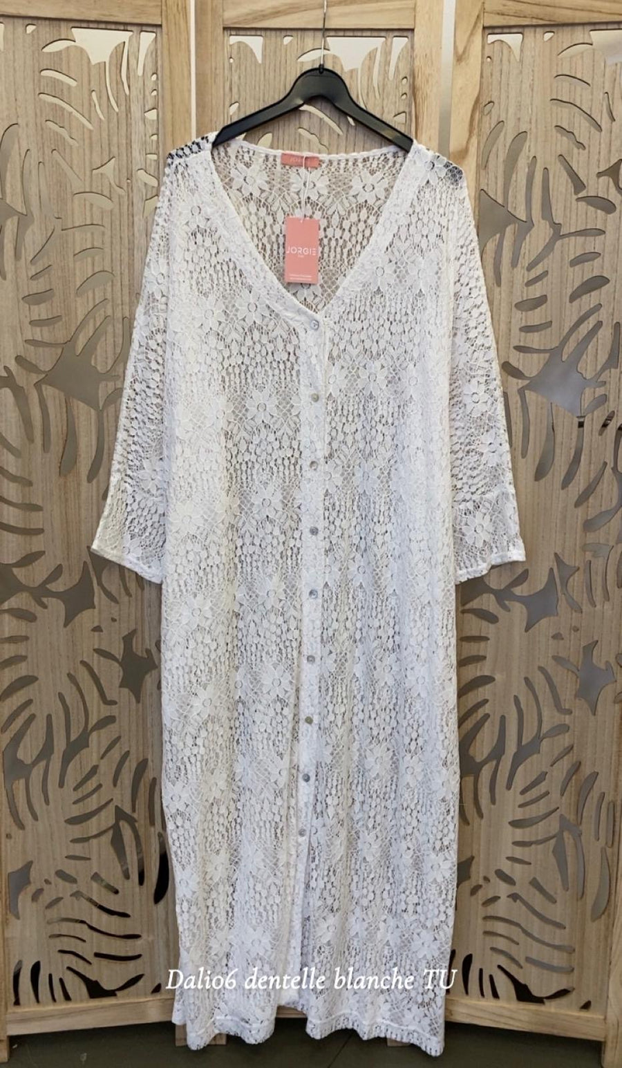 Robe longue grande taille style caftan en dentelle DALI06