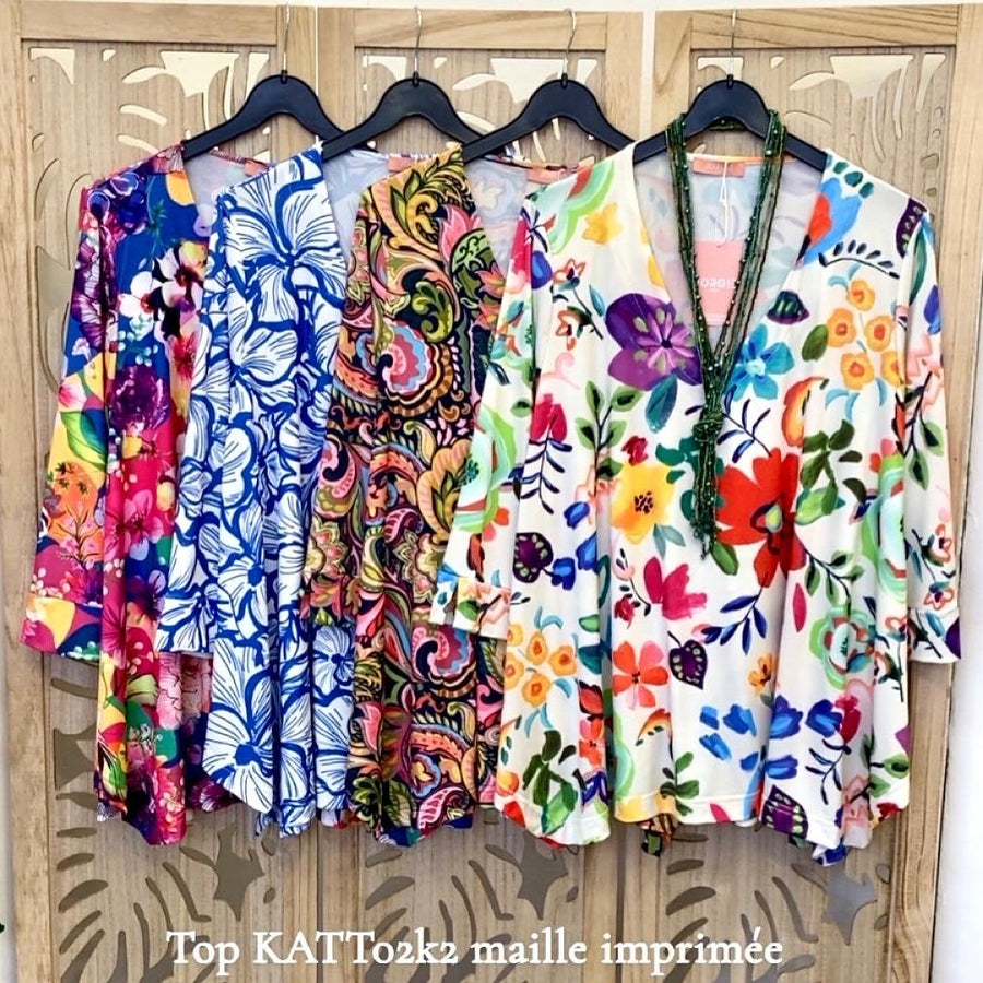 débardeur grande taille évasé en maille imprimé DIVERS KATTD02K2 NOUVEAUX !!!