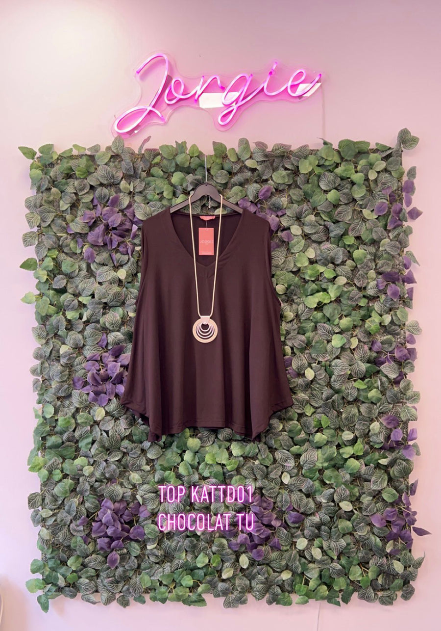 Débardeur grande taille en maille unie KATTD01 Nouvelle couleur CHOCOLAT !!