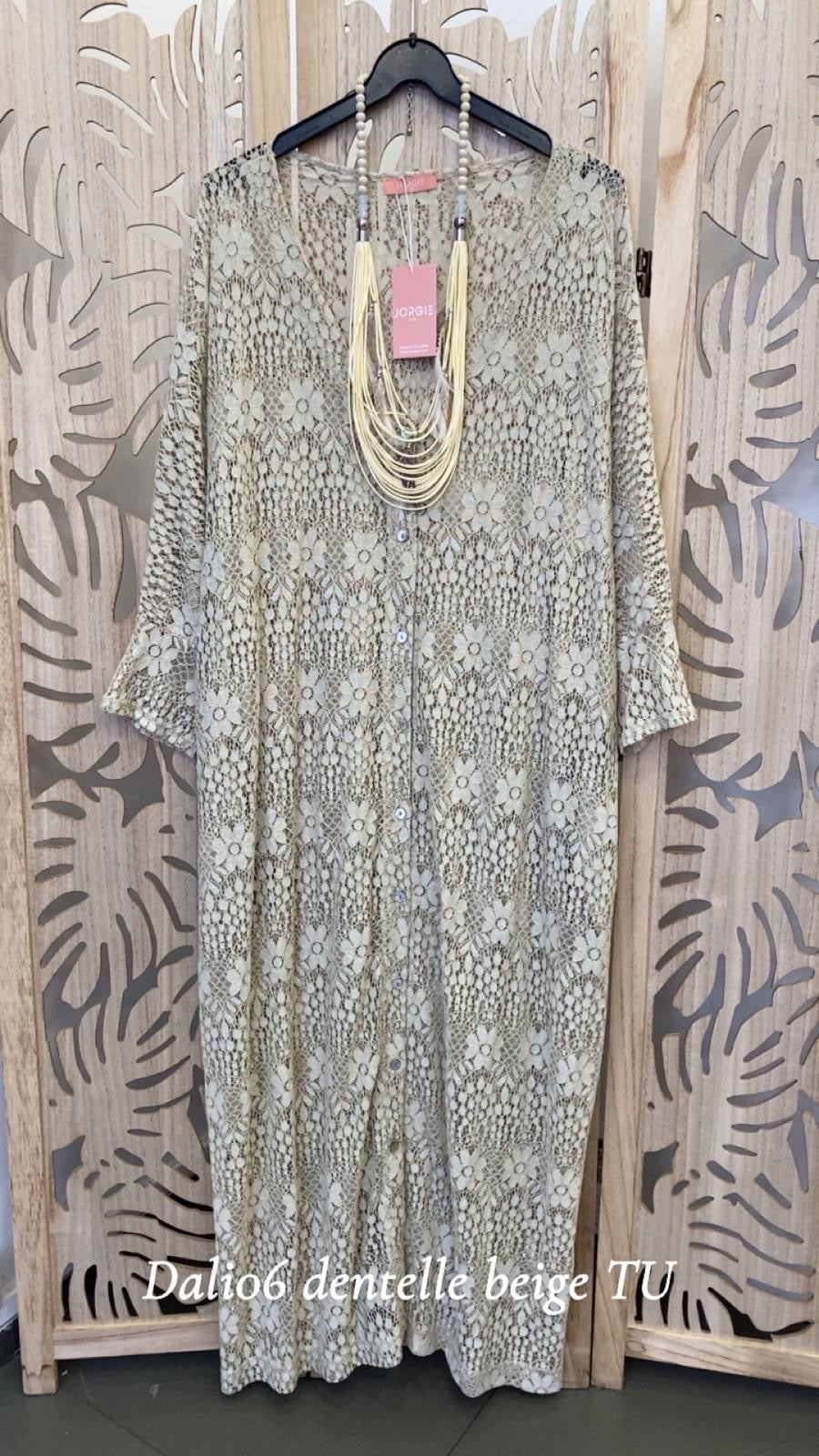Robe longue grande taille style caftan en dentelle DALI06