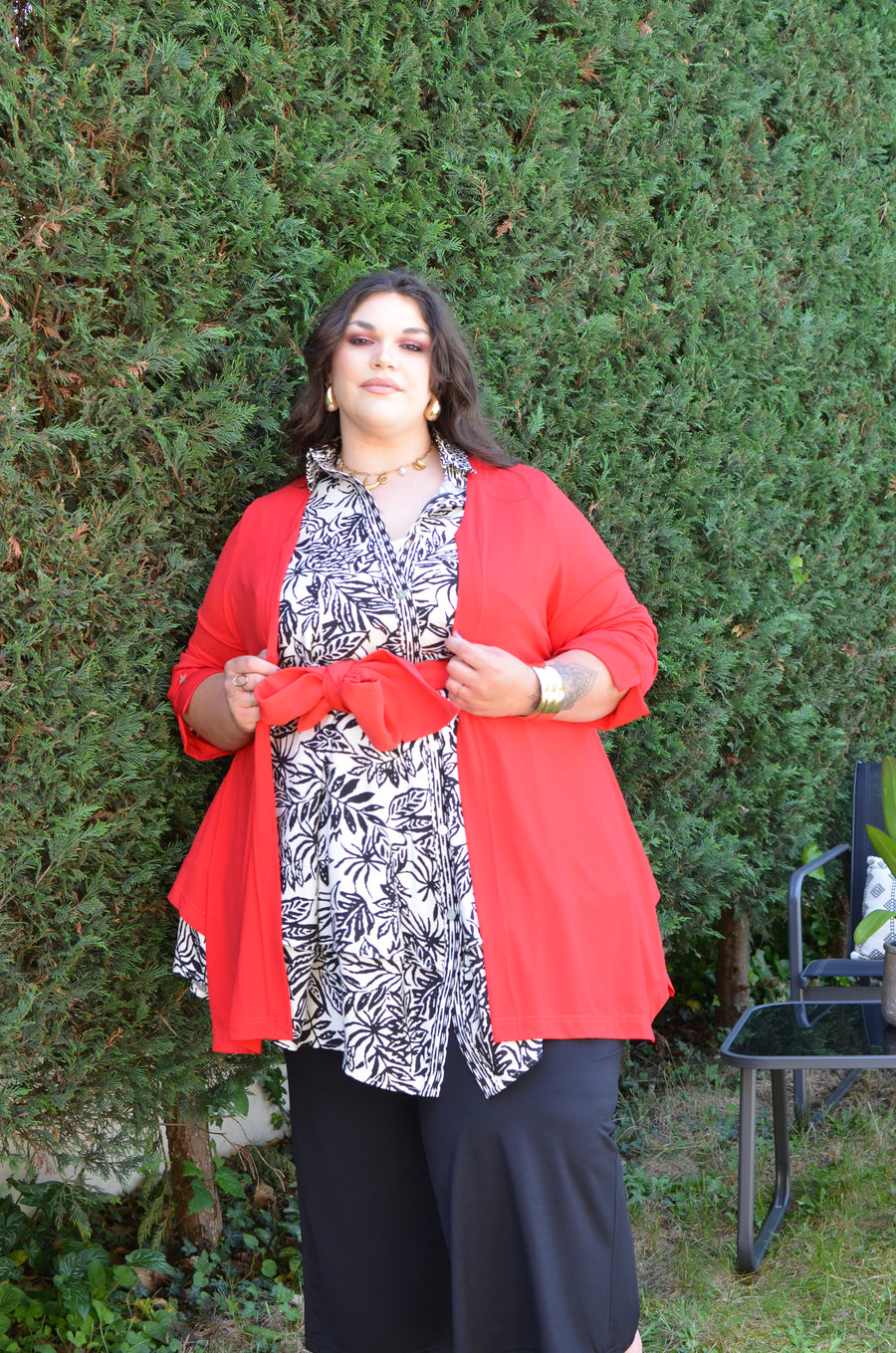 Gilet grande taille maille unie VANES01 Nouvelles couleurs SAFRAN et ROUGE