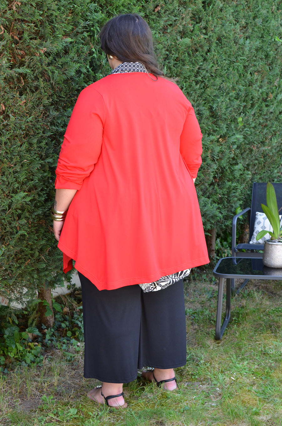 Gilet grande taille maille unie VANES01 Nouvelles couleurs SAFRAN et ROUGE
