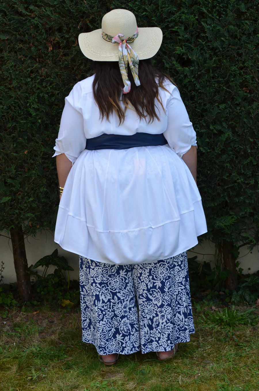 Robe chemise grande taille en semi coton blanc BEL04