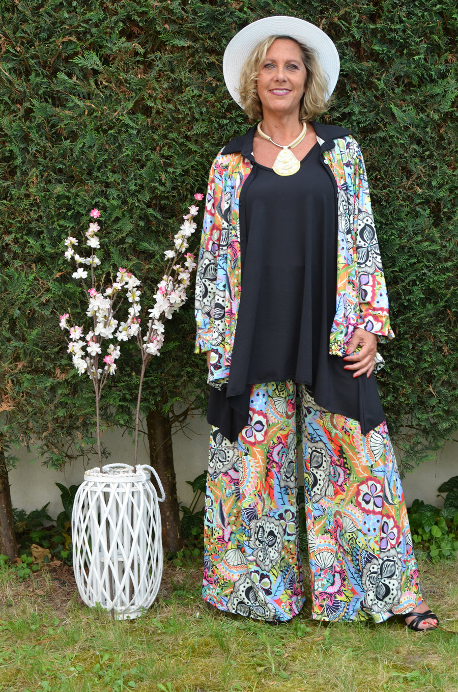 Pantalon grande taille en maille fluide imprimée NOUVEAUX MIR02K2