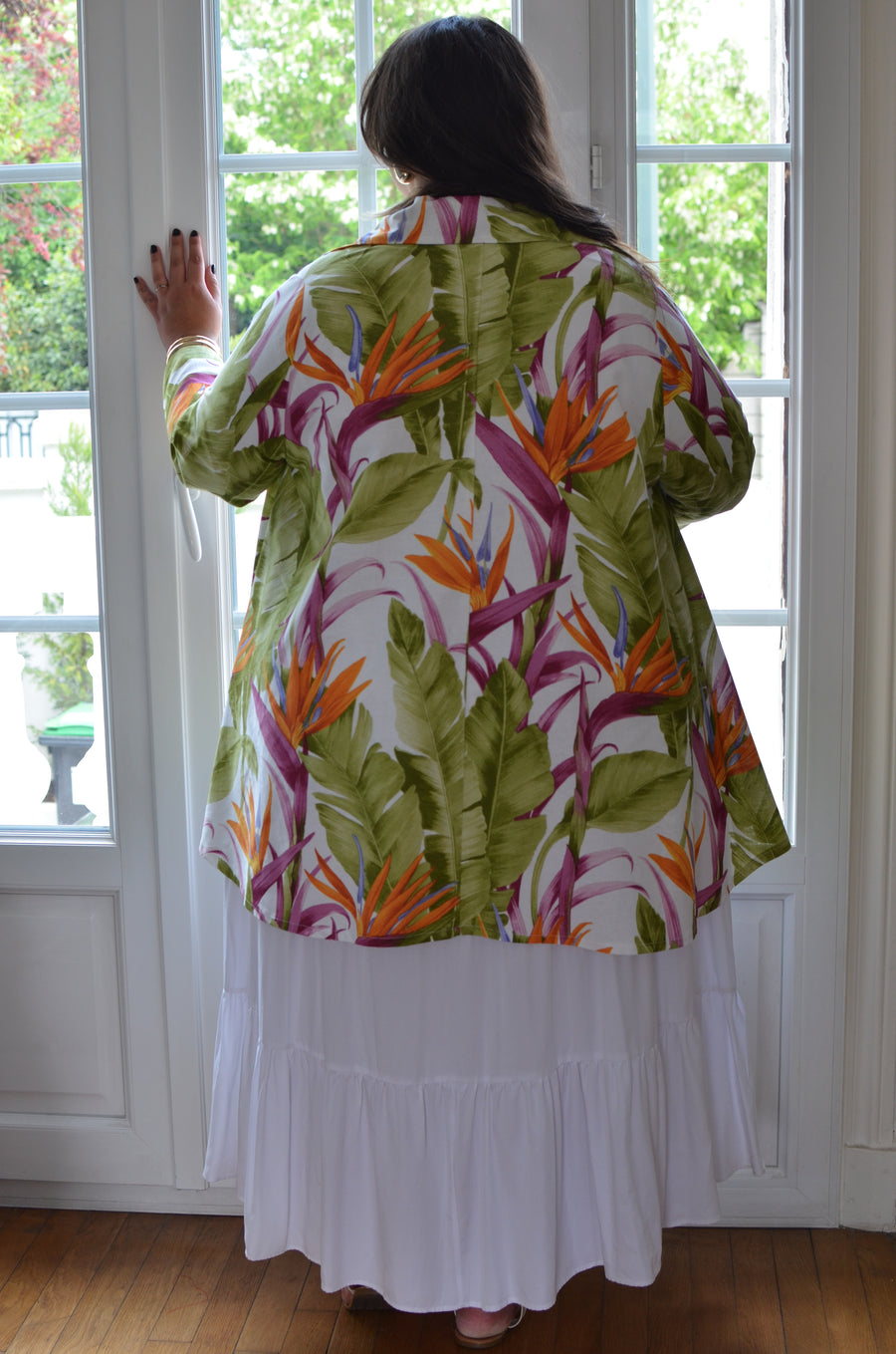 Veste grande taille en coton imprimé Roseaux CHARL08