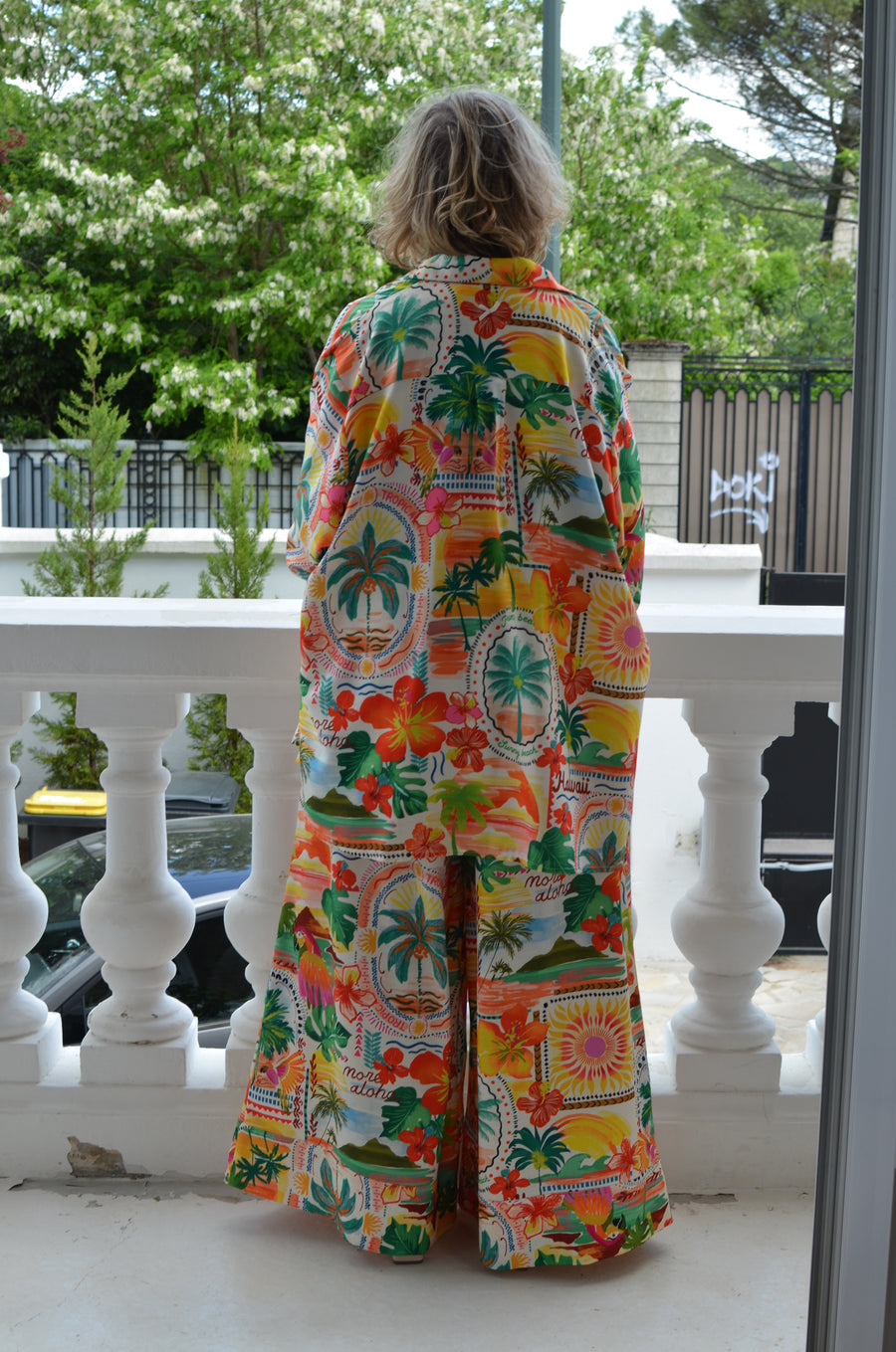 Pantalon grande taille en viscose imprimée Tropical OPE13