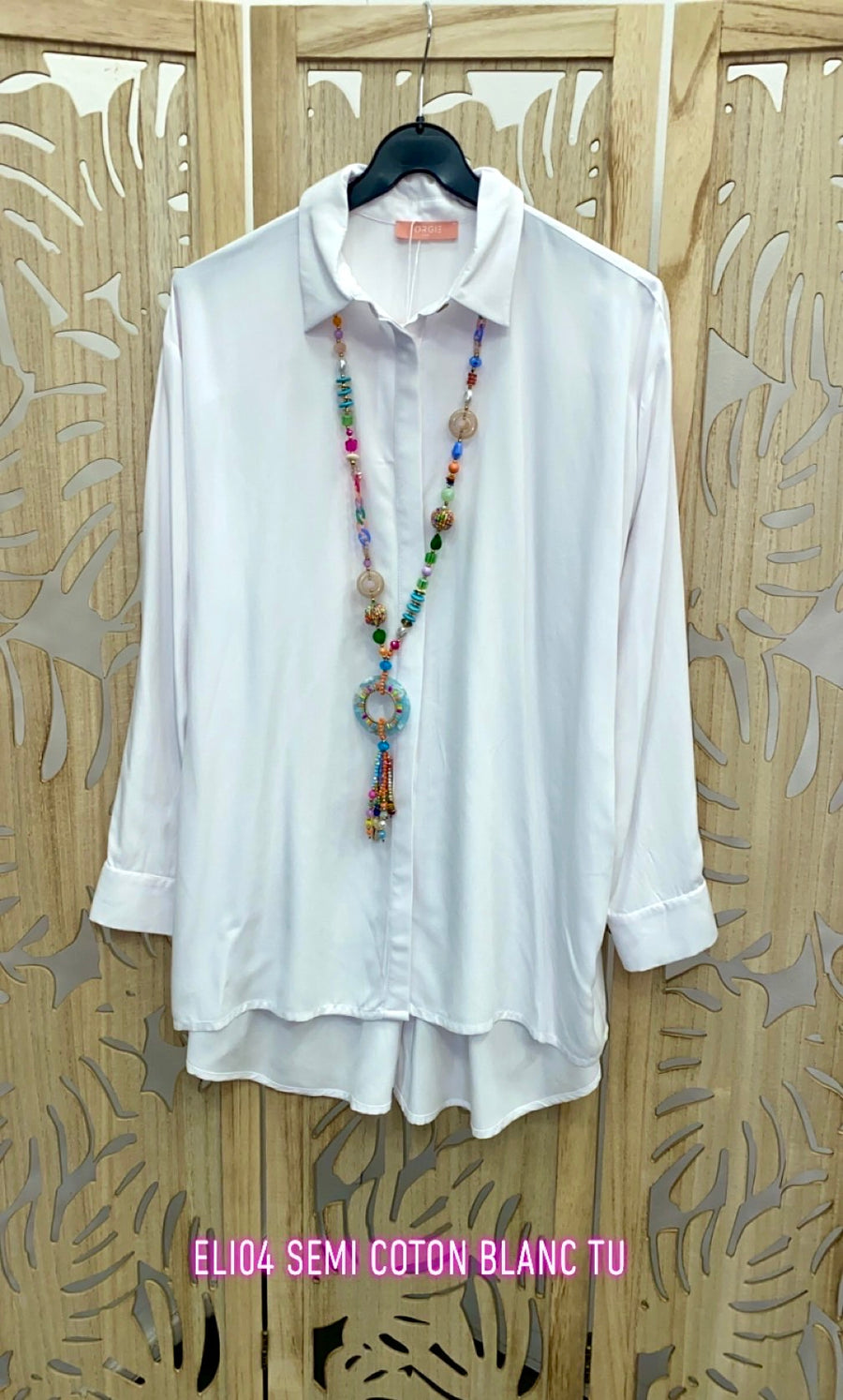 chemise grande taille dos boutonné en semi coton blanc ELI04