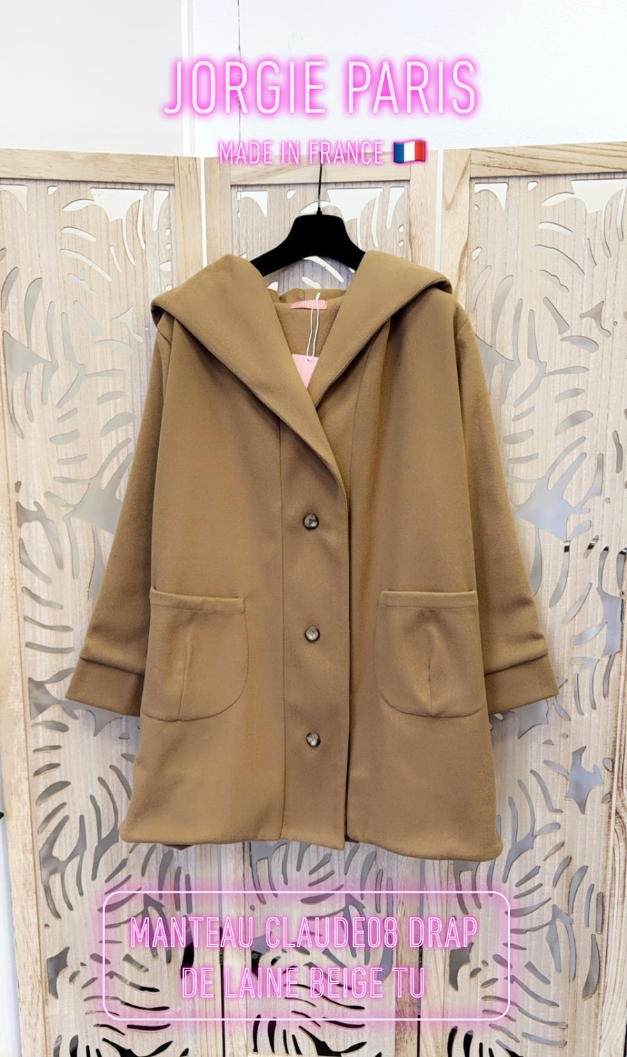Manteau à capuche grande taille en bouclette ou caban CLAUD-08