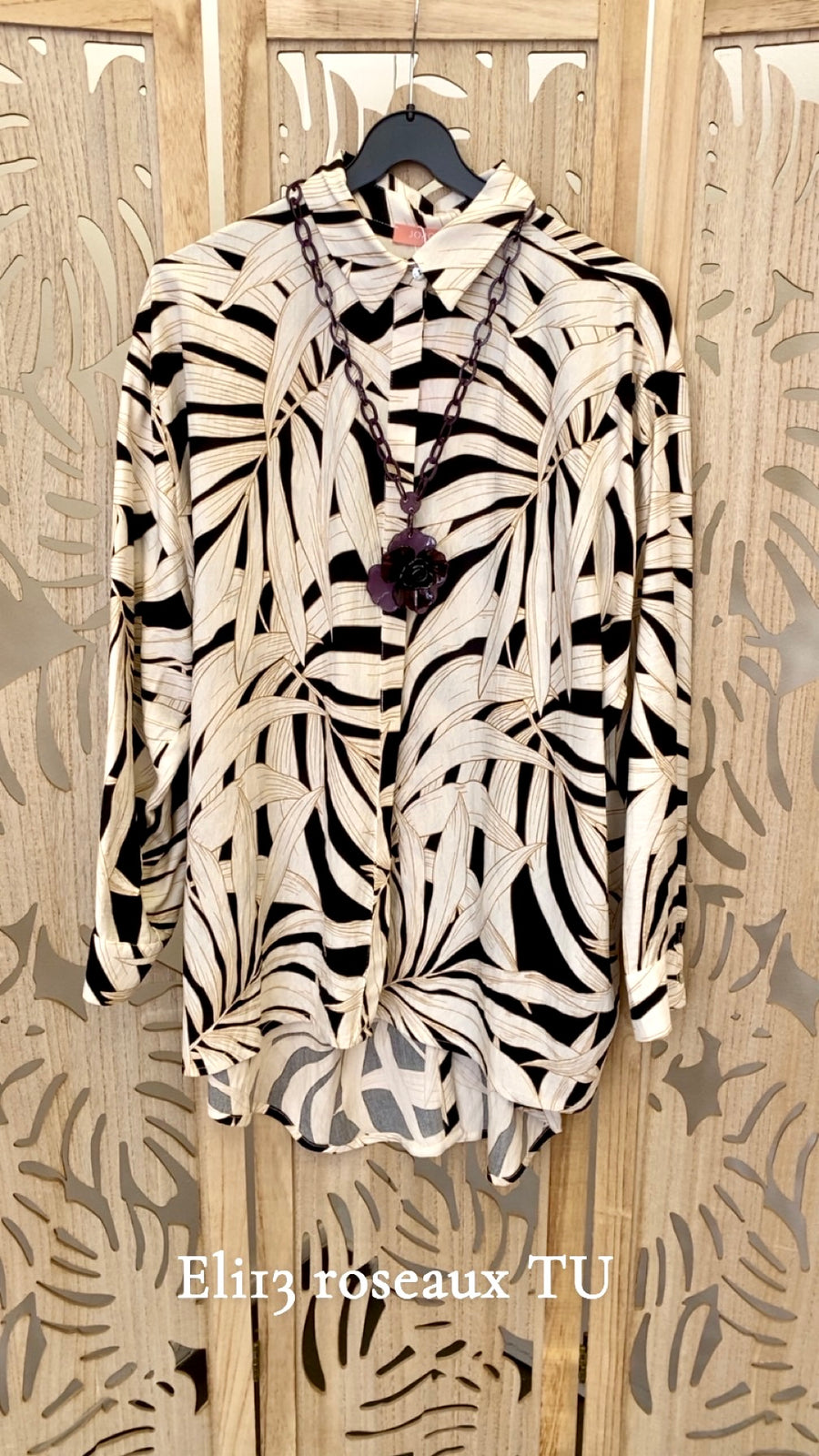 Chemise grande taille dos boutonné en viscose imprimé Roseaux ELI13