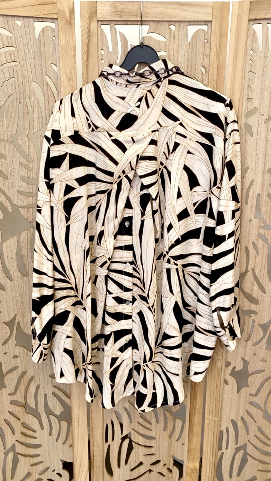Chemise grande taille dos boutonné en viscose imprimé Roseaux ELI13