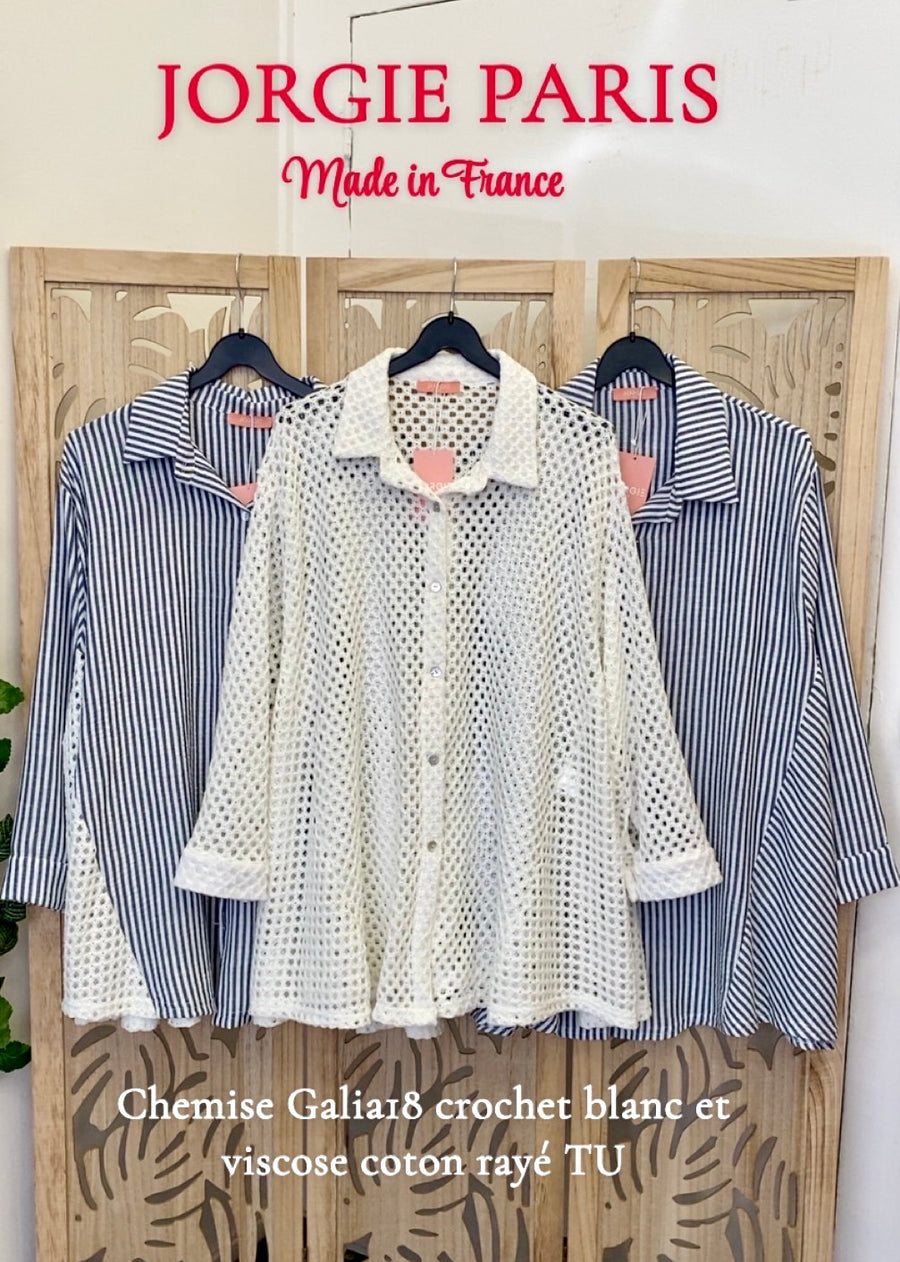Chemise grande taille en coton rayé GALIA18