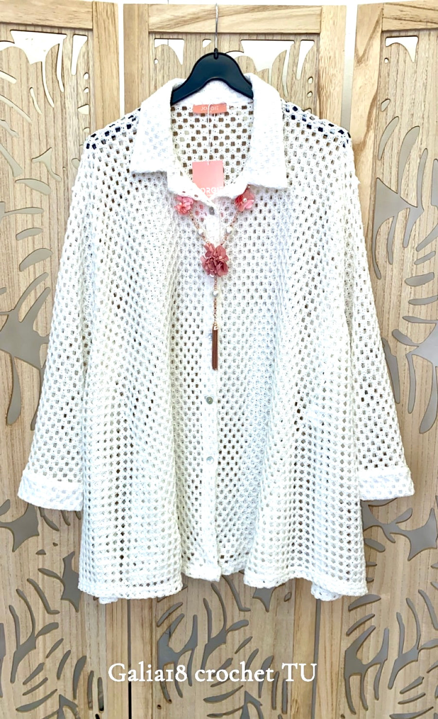 Chemise grande taille en coton crochet blanc GALIA18