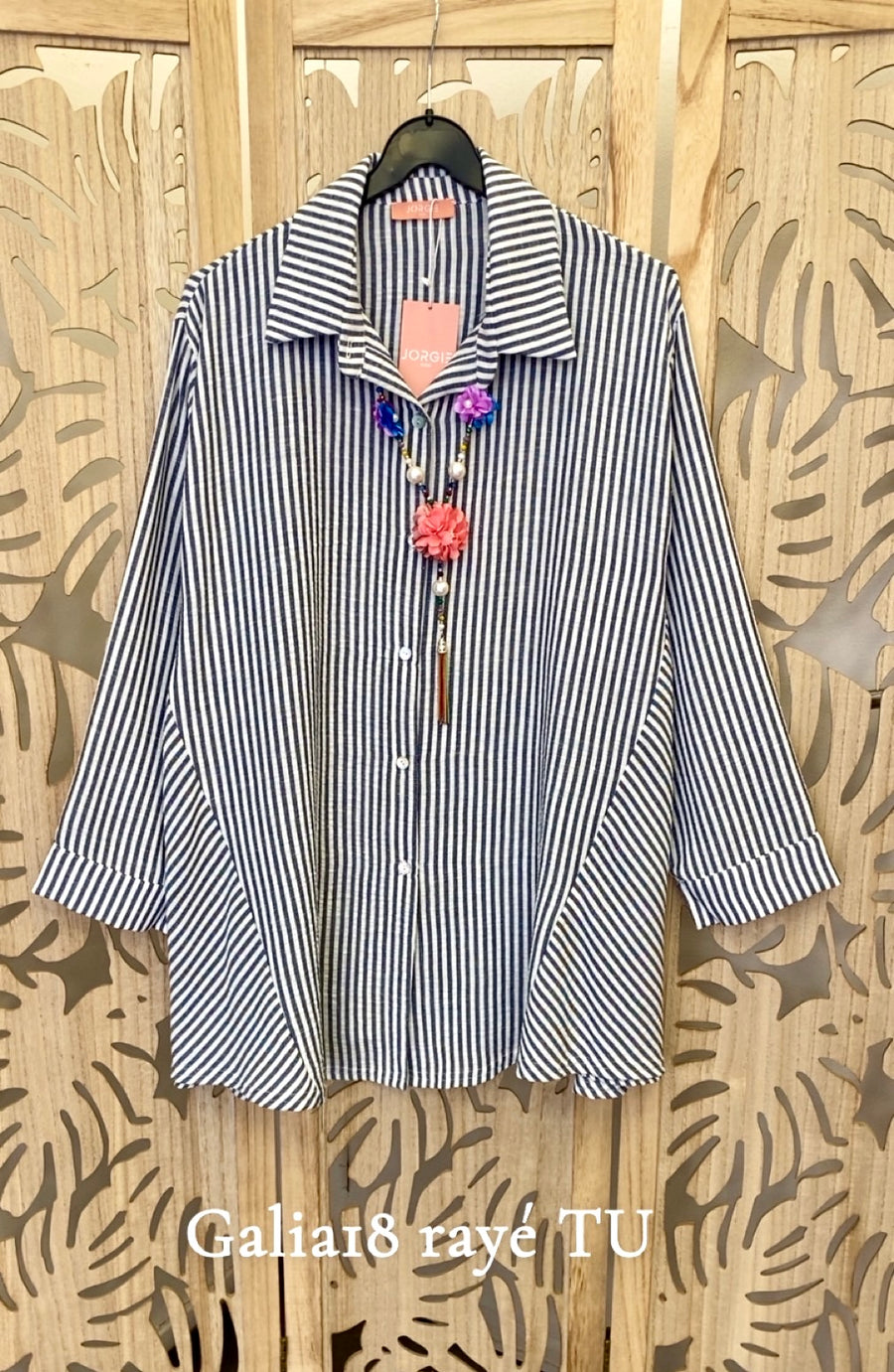 Chemise grande taille en coton rayé GALIA18