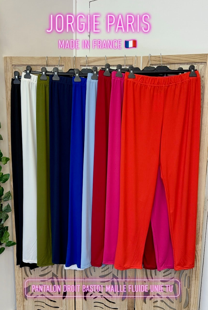 Pantalon grande taille slim en maille unie fluide BAST01 - NEW !! CORAIL ET BLEU CIEL LILAS