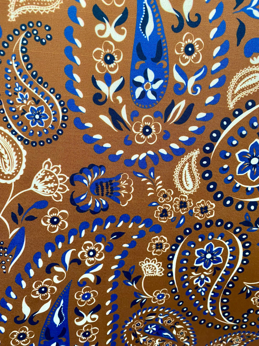 Tunique grande taille en maille fluide imprimée Cachemire Choco KAT02K2