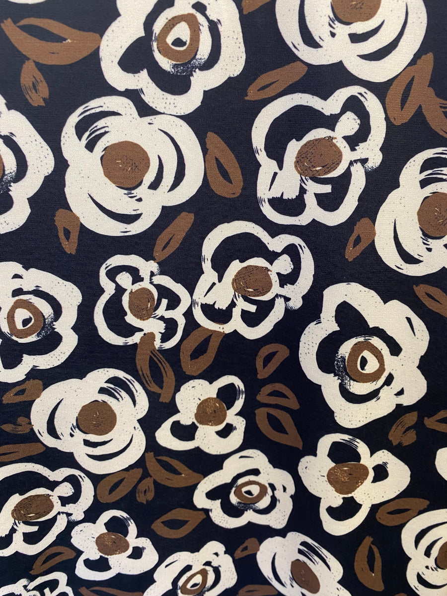 Tunique grande taille en maille fluide imprimée Fleur Choco KAT02K2