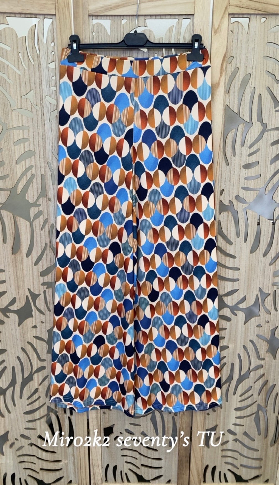 Pantalon grande taille en maille fluide imprimée Seventies MIR02K2