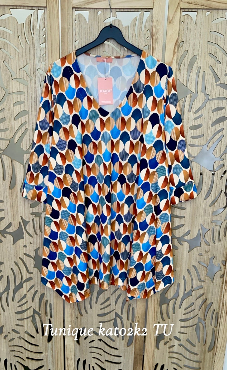 Tunique grande taille en maille fluide imprimée Seventy's KAT02K2