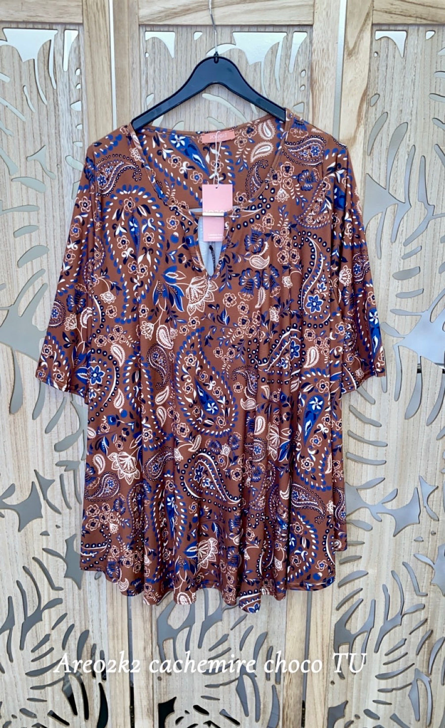 Tunique grande taille en maille imprimée Cachemire Choco ARE02K2