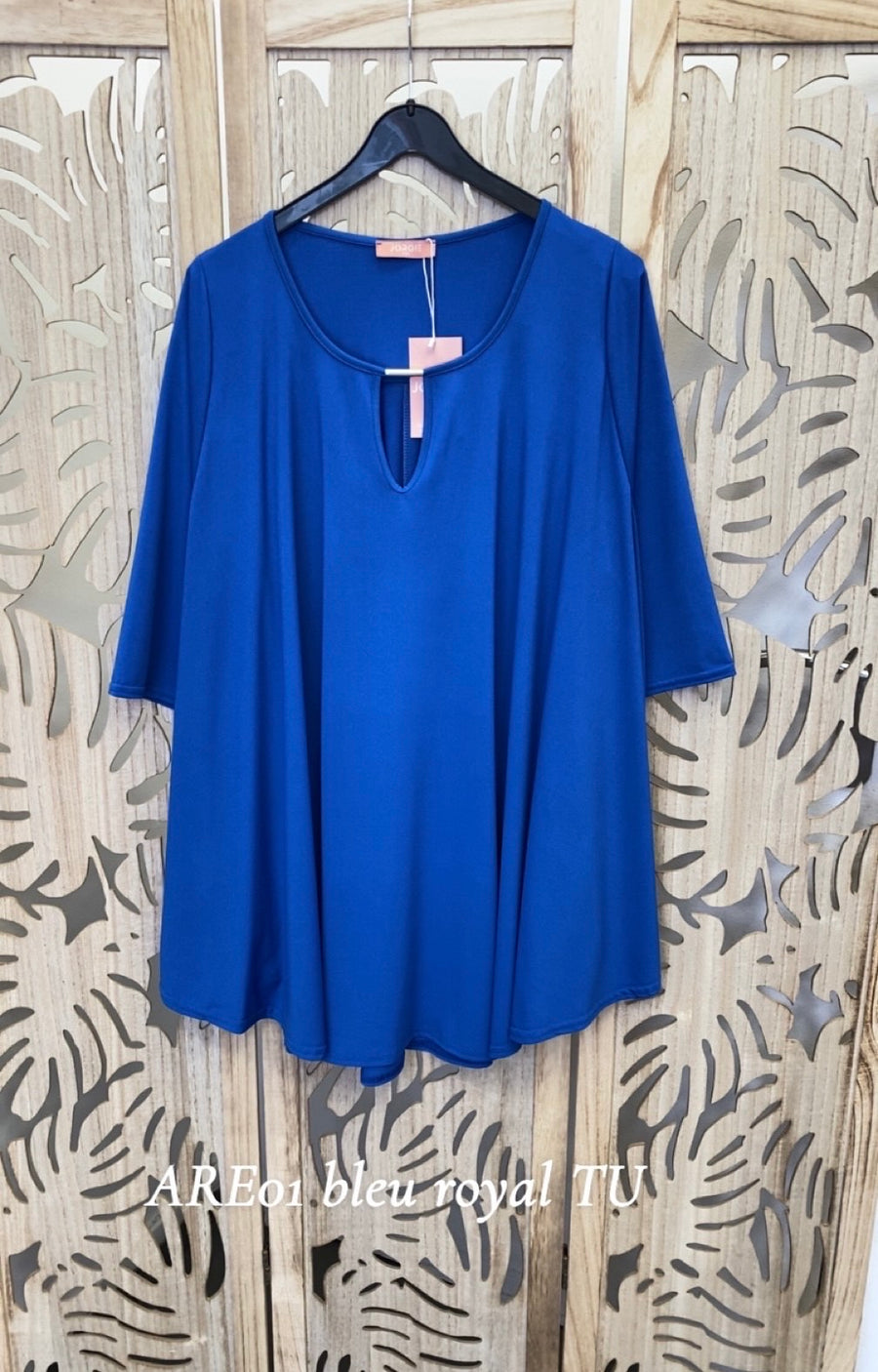 Tunique grande taille ample en maille unie fluide ARE01 Noir/Marine/Bleu royal/Sapin/Noisette/Brique/Gris