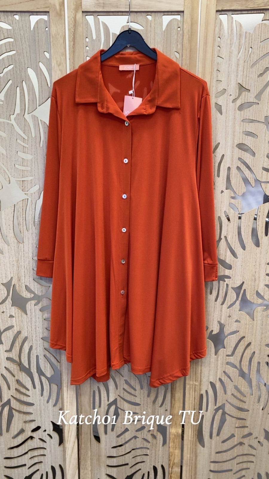 Chemise grande taille en Maille fluide unie KATCH01 Noir/Marine/Bleu royal/Sapin/Noisette/Brique/Gris