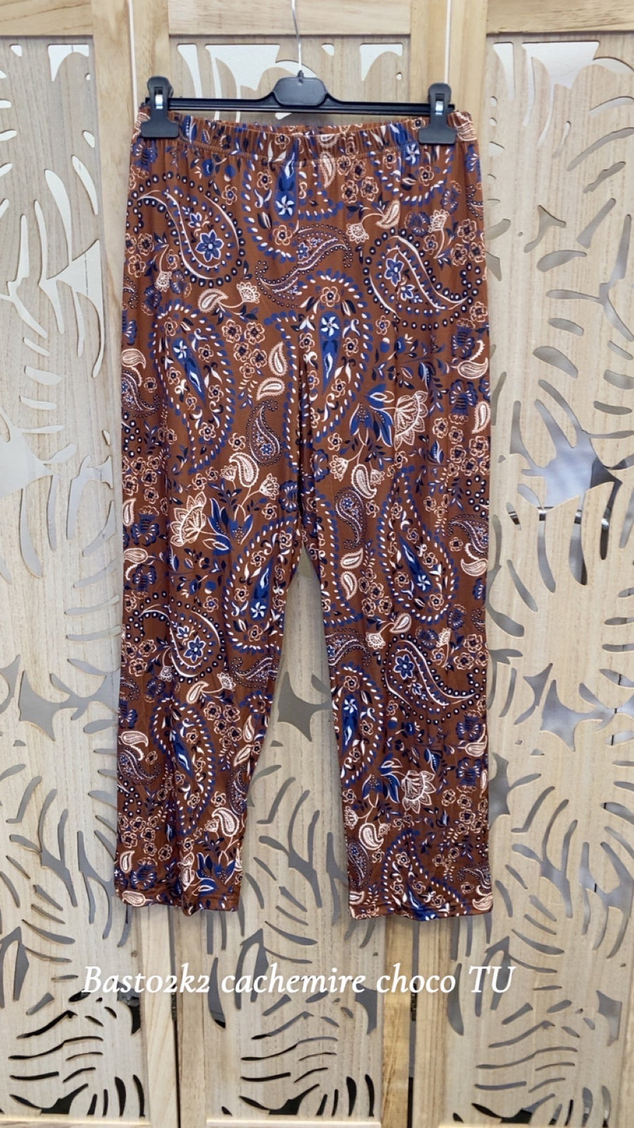 Pantalon grande taille en maille imprimé Cachemire Choco BAST02K2