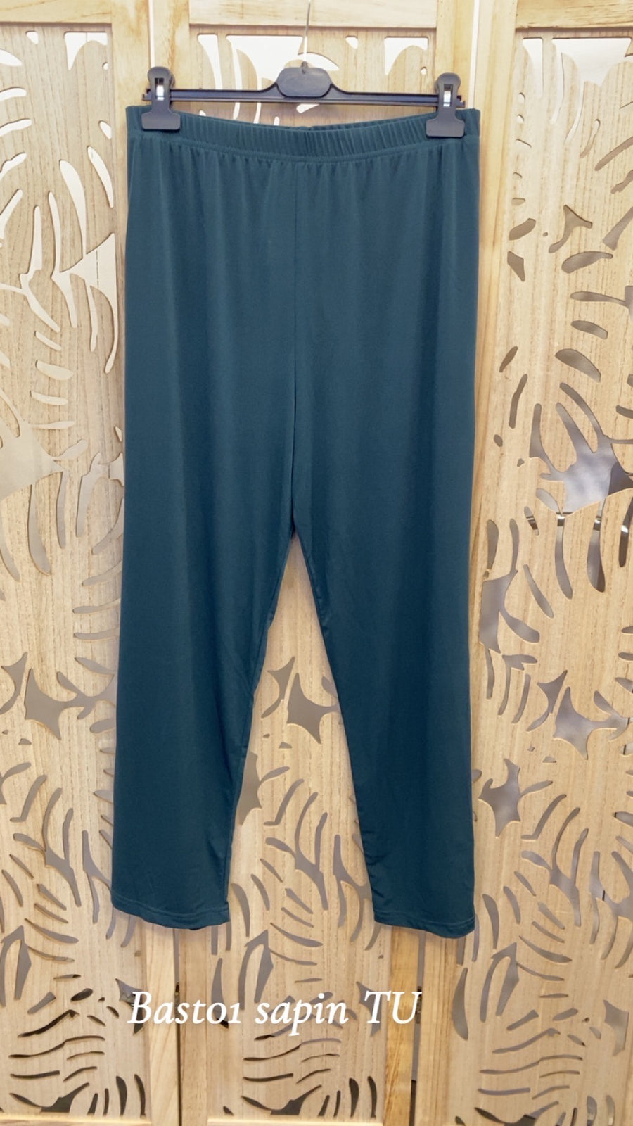 Pantalon grande taille slim en maille unie fluide BAST01 Noir/Marine/Bleu royal/Sapin/Noisette/Brique/ Gris acier
