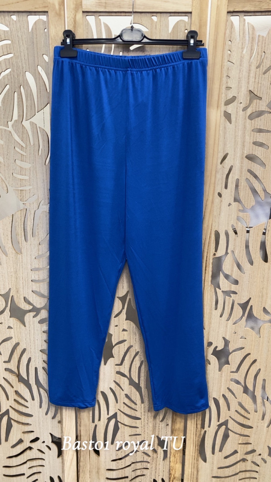 Pantalon grande taille slim en maille unie fluide BAST01 Noir/Marine/Bleu royal/Sapin/Noisette/Brique/ Gris acier