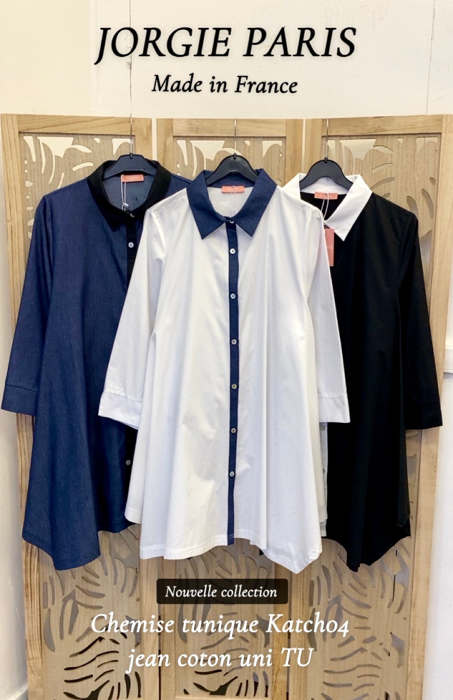 Chemise tunique grande taille en jean KATCH02K2
