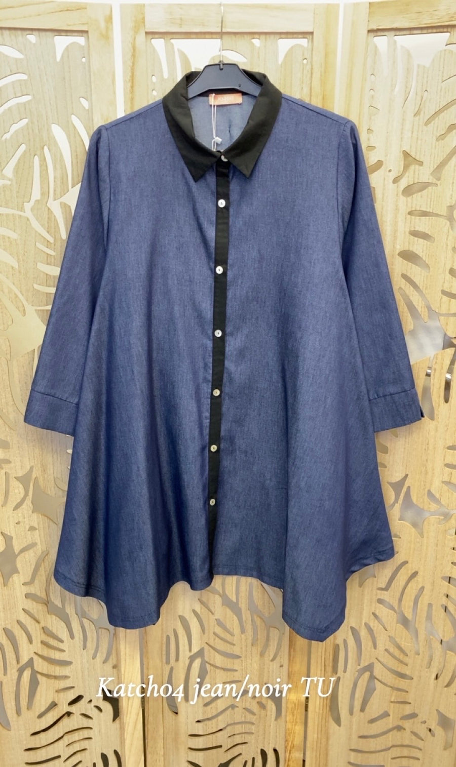Chemise tunique grande taille en jean KATCH02K2