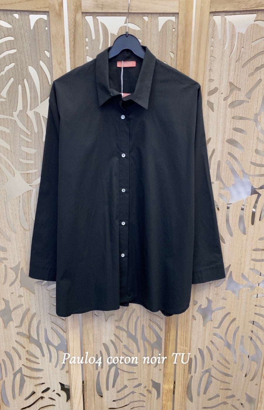 Chemise grande taille en coton Noir Paul04