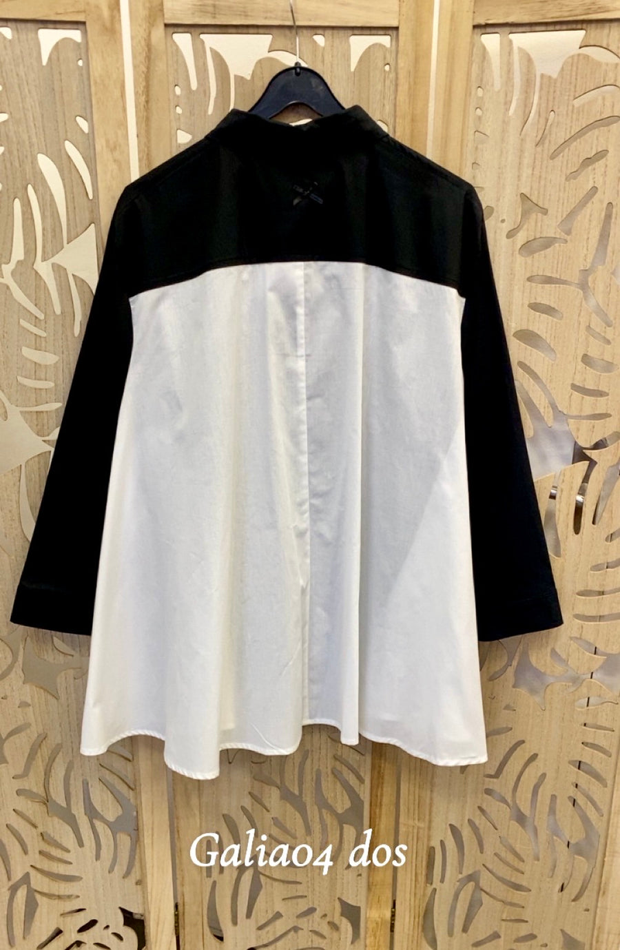 Chemise grande taille en coton bicolore noir et blanc GALIA04