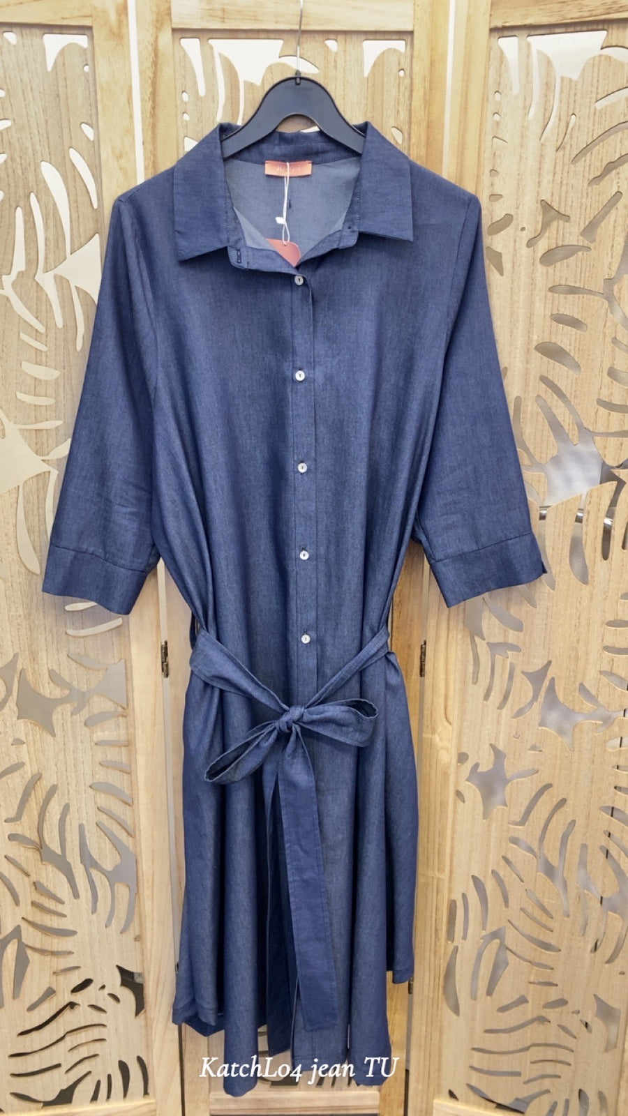 Robe chemise grande taille en jean fluide brut KATCHL12