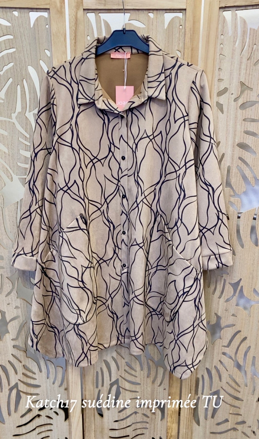 Chemise tunique grande taille en suédine imprimée KATCH17