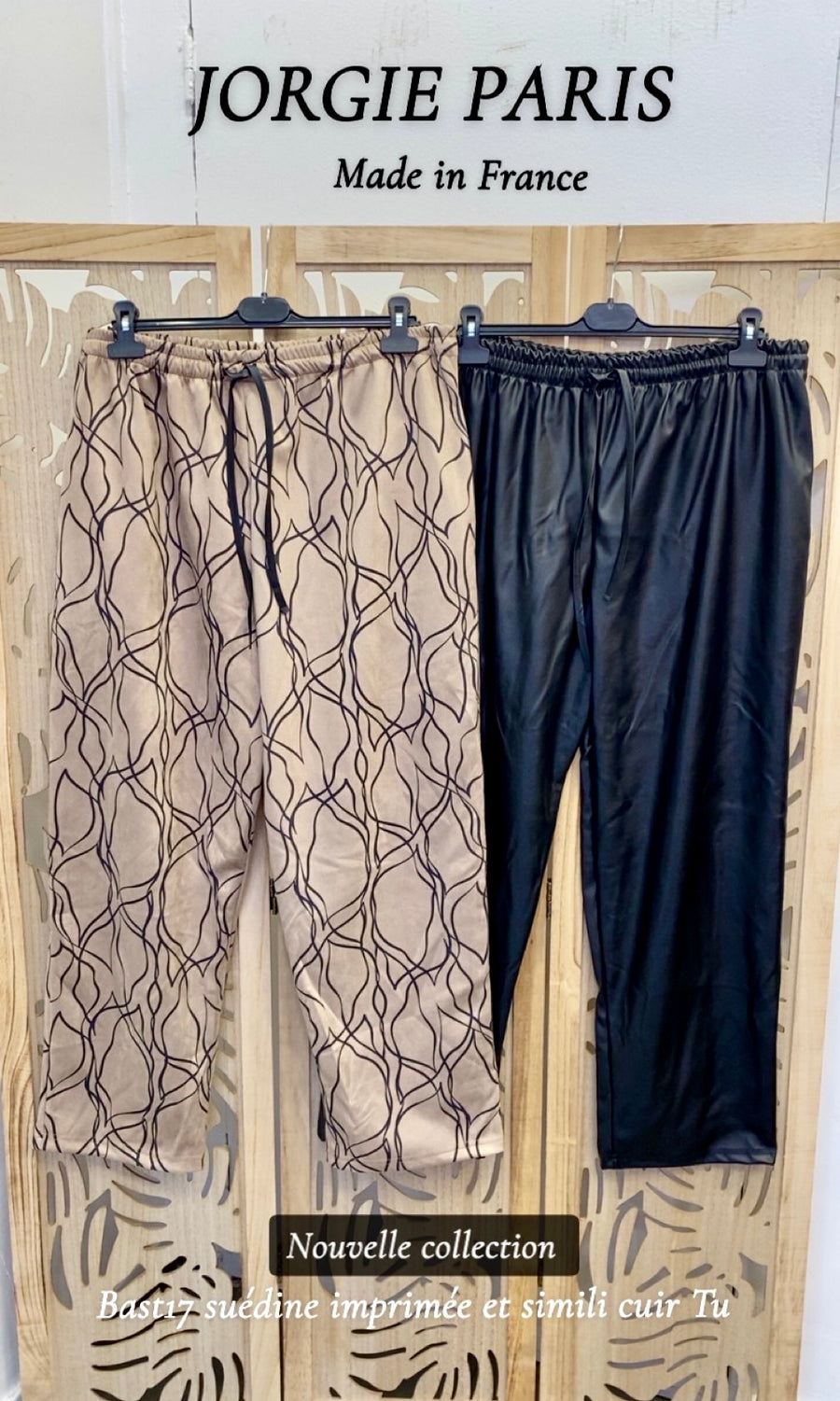Pantalon grande taille en suédine imprimée BAST17