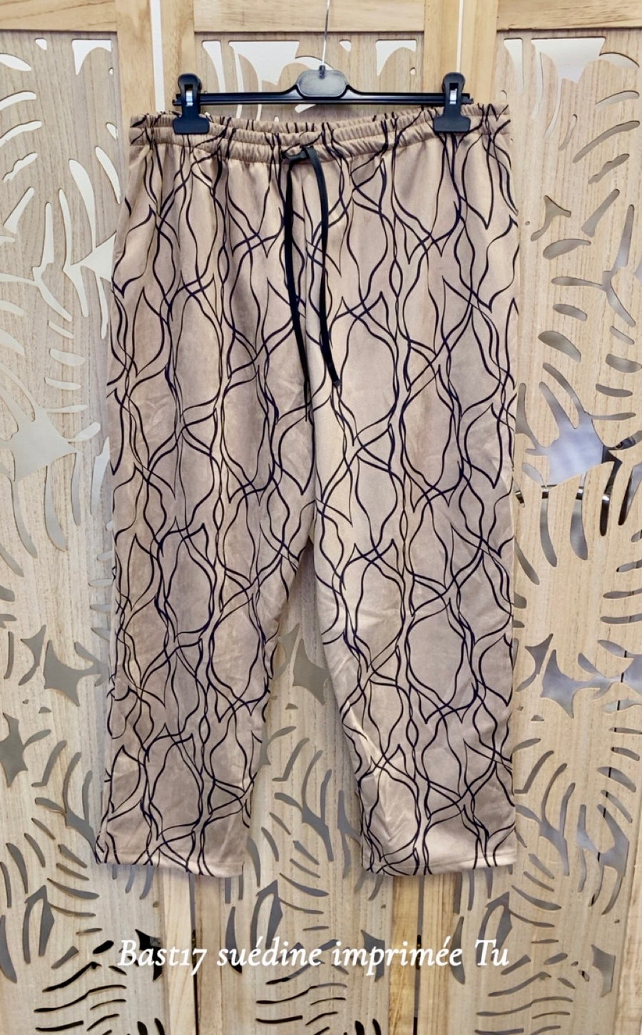 Pantalon grande taille en suédine imprimée BAST17