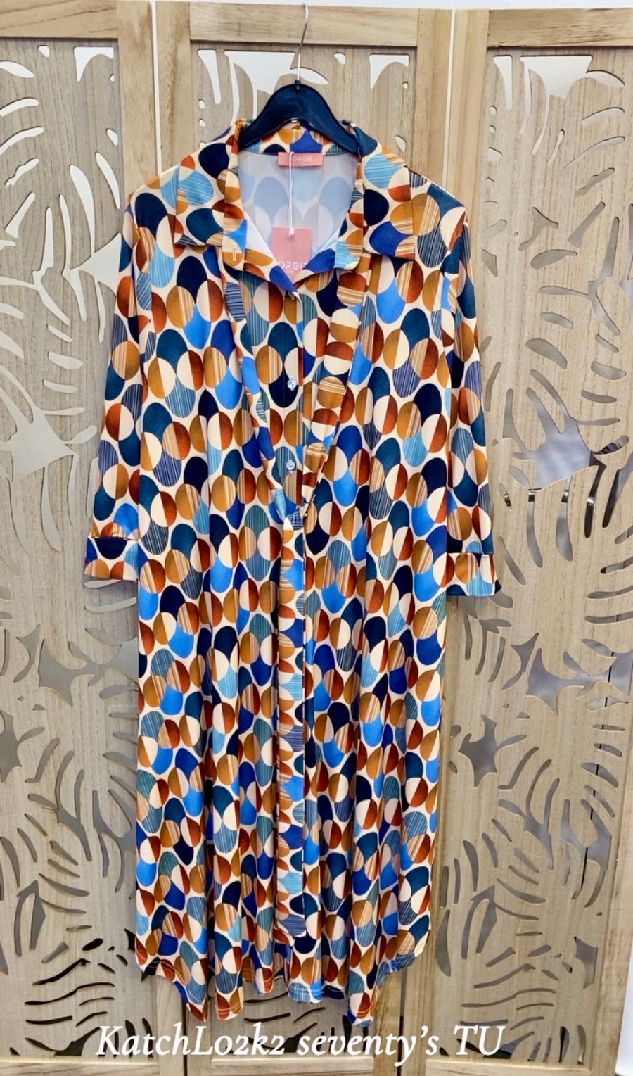 Robe chemise grande taille maille imprimée fluide Seventies KATCHL02K2