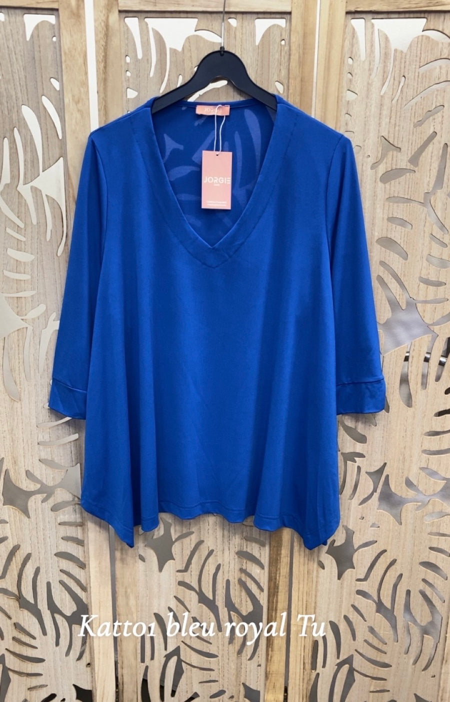 Top grande taille en maille unie KATT01 Noir/Marine/Bleu royal/Sapin/Noisette/Brique/Gris