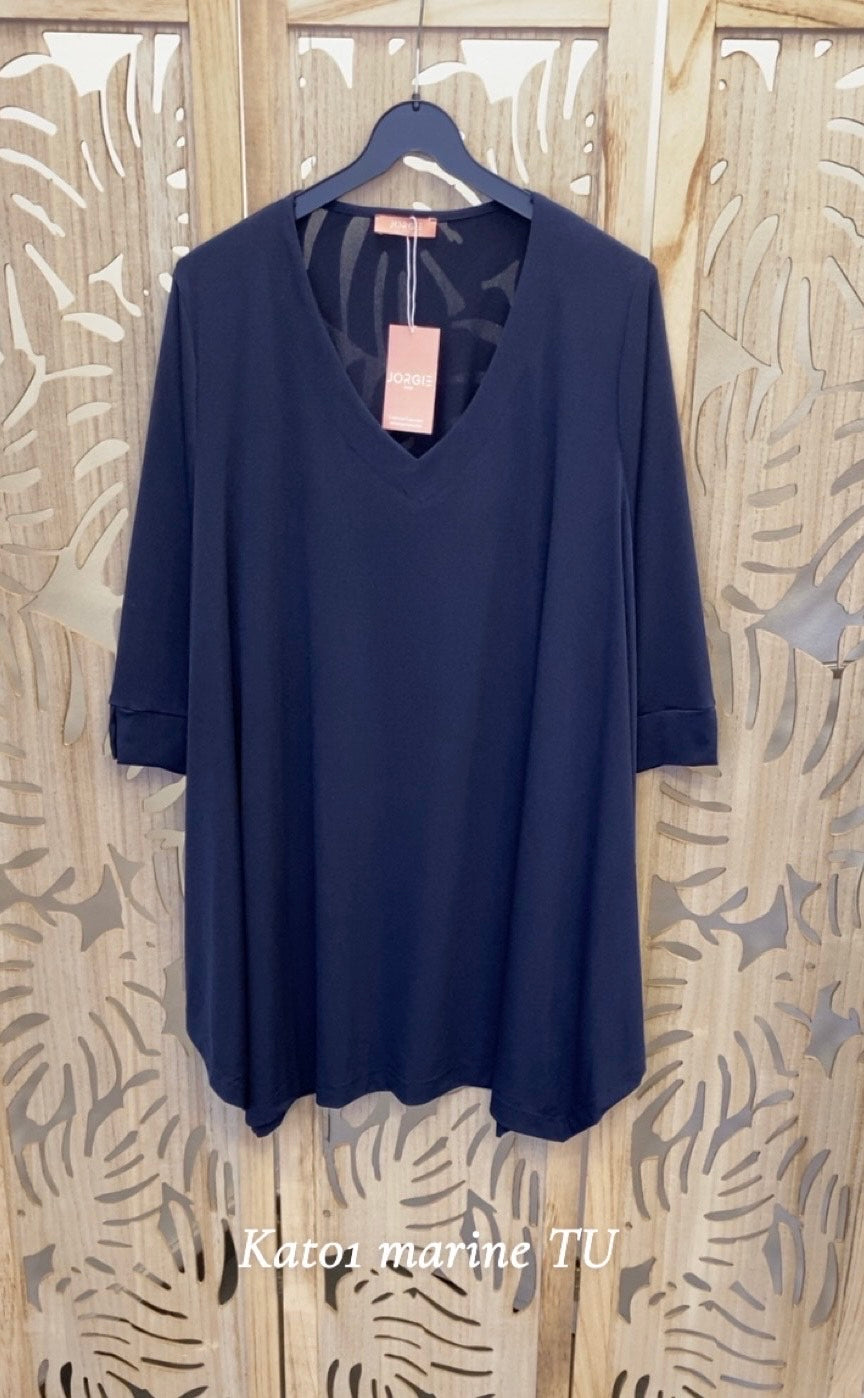 Tunique grande taille maille unie KAT01  Noir/Marine/Bleu royal/Sapin/Noisette/Brique/Gris