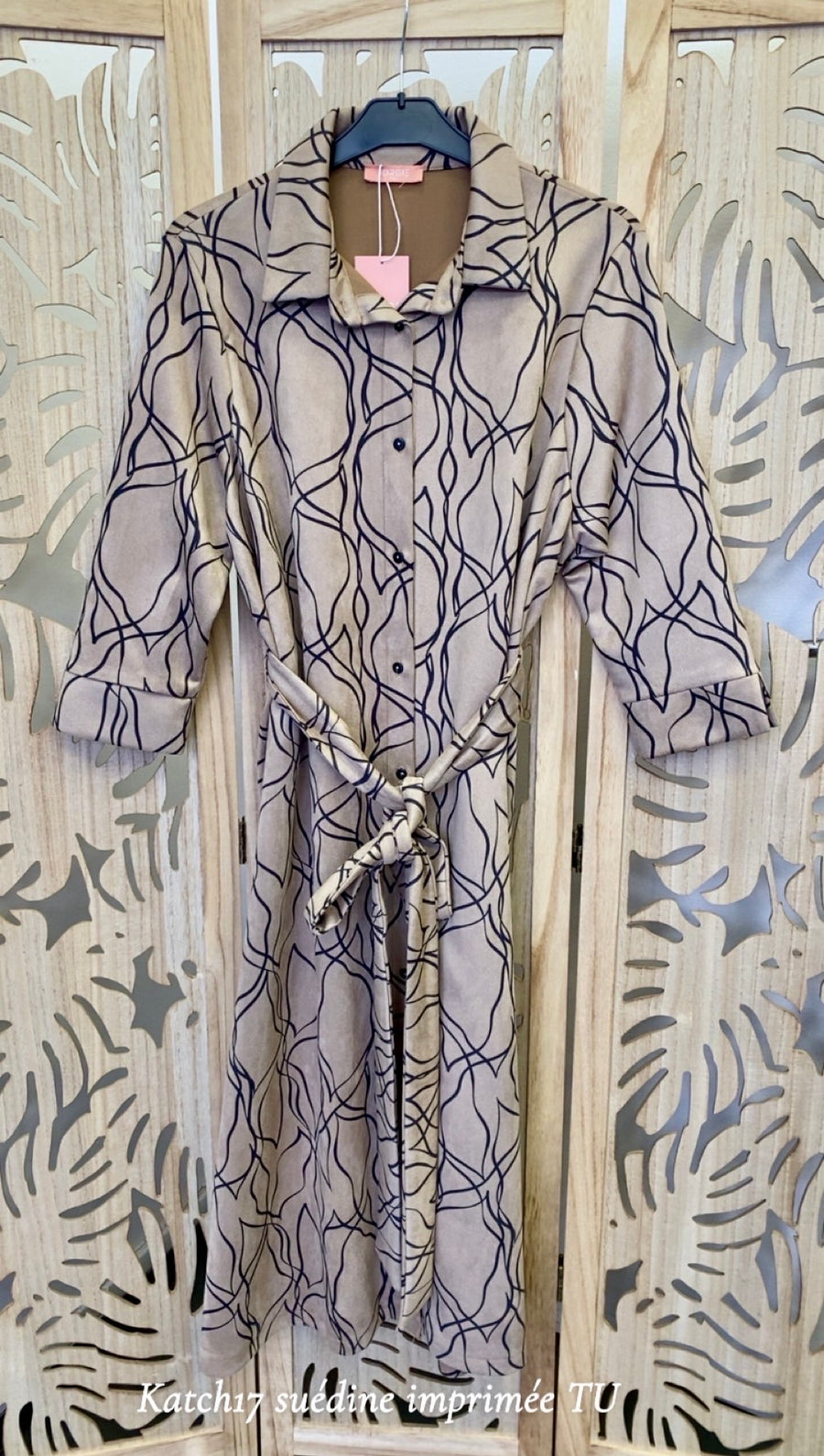 Robe chemise grande taille suédine imprimée KATCHL17