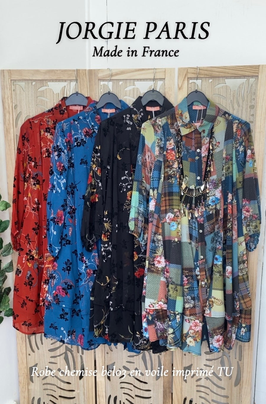 Robe chemise grande taille voile imprimé PATCH BEL03