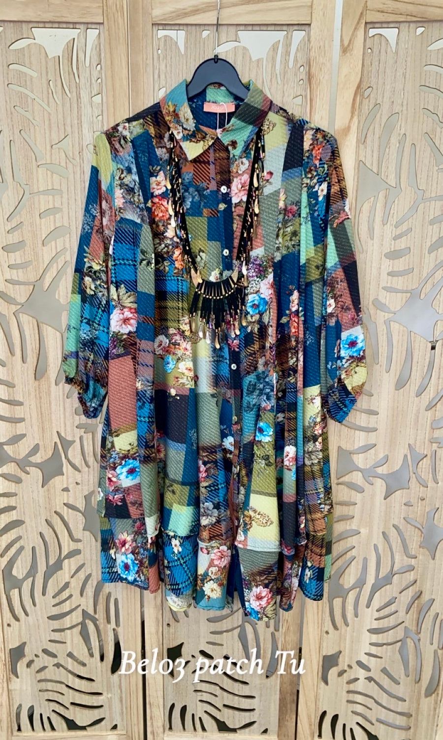 Robe chemise grande taille voile imprimé PATCH BEL03