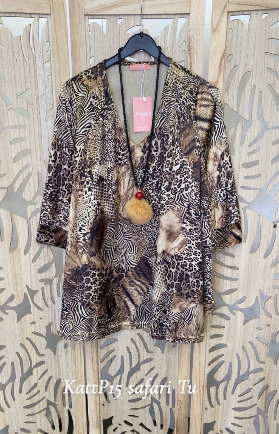 Top grande taille en velours imprimé Safari KATT15
