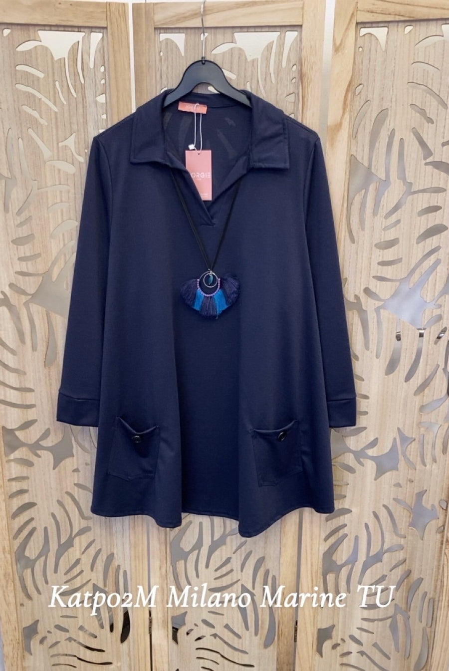 Top grande taille col polo maille unie choco marine noir  KATT02P