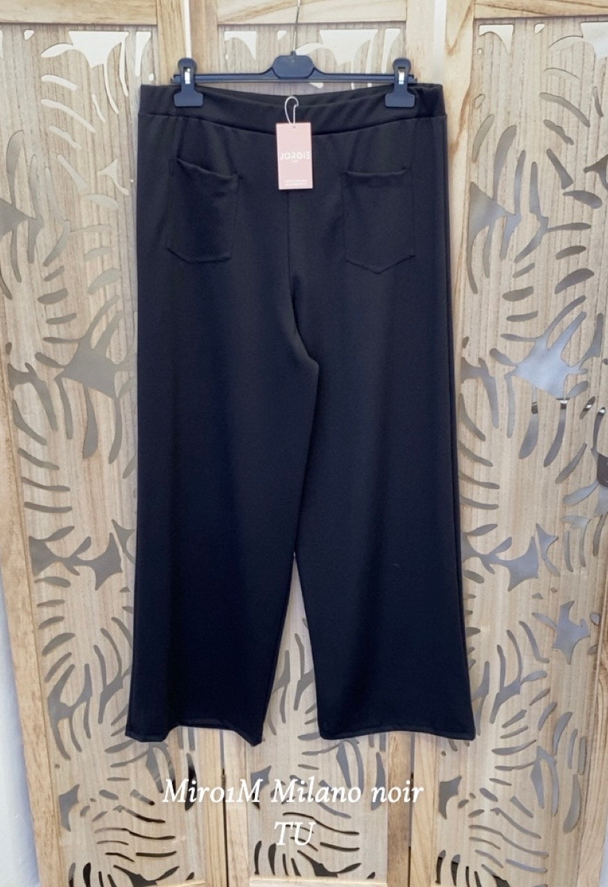 Pantalon grande taille en Maille unie noire MIR02P