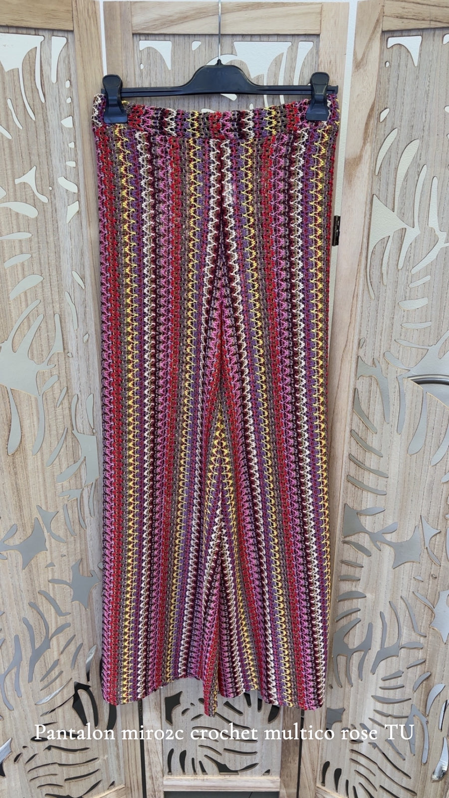 Pantalon grande taille en crochet multico rose MIR02C