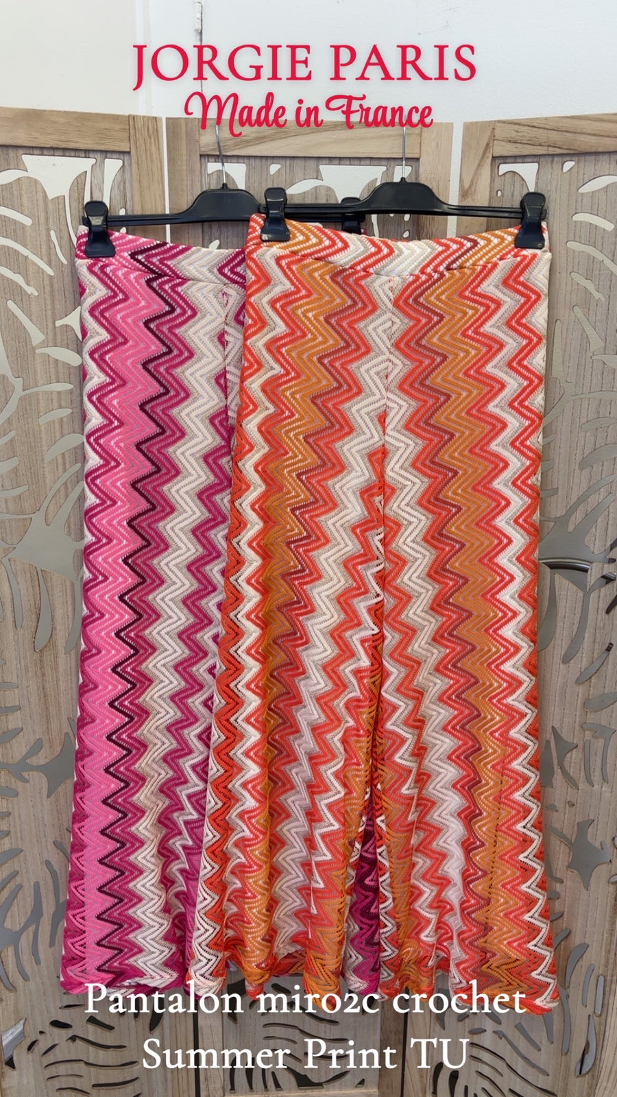 Pantalon grande taille en crochet zigzag orange MIR02C