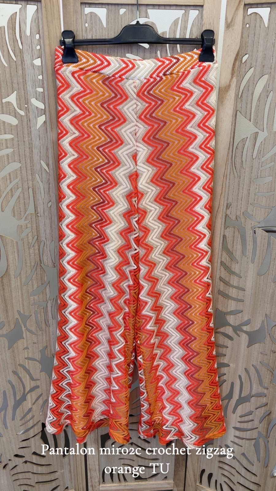 Pantalon grande taille en crochet zigzag orange MIR02C